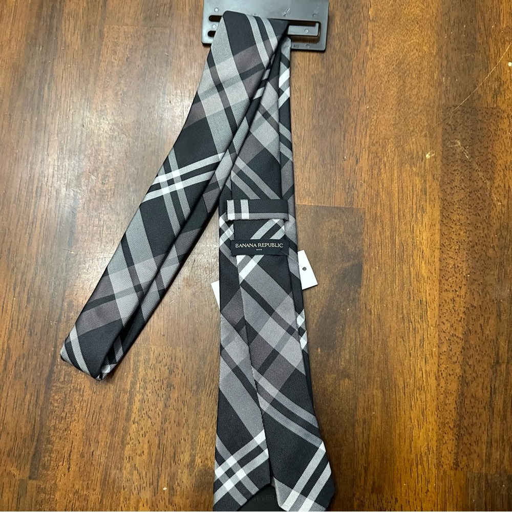 Banana Republic Black and Gray Plaid Tie - Picture 3 of 3